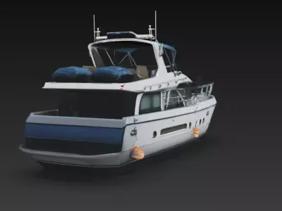Modern Luxury Motor Yacht with Canopy Roof 3D Model 3D print model