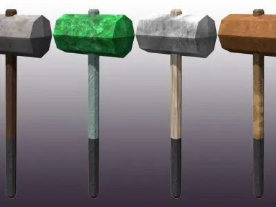 Lowpoly one-handed hammer pack Low-poly 3D model
