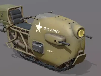 WW2 Tracked Motorcycle Low-poly 3D model
