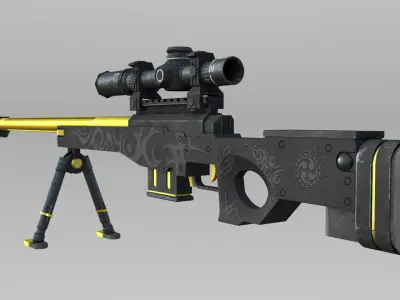 AWM Sniper Rifle Low-poly 3D model buy