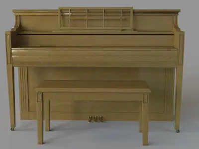 Vintage Oak Piano 3D model