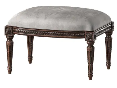 chairish louis bench and pouf art 5694 3D model