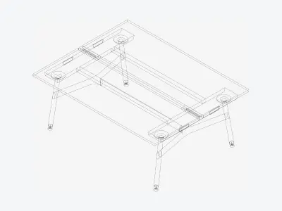 Desk - Timberline - Workstation - Dbl - Side - 2 - Person - Low Low-poly 3D model