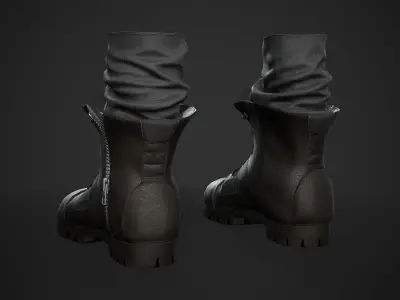 Black Half Boots  Low-poly 3D model