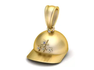 Golden Military Helmet Pendant with Diamond Stars 3D print model