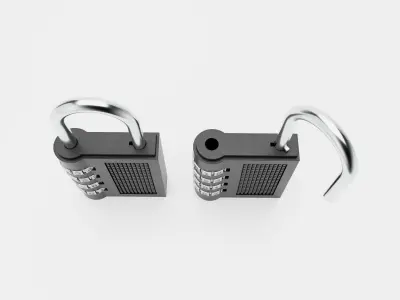 Padlock with code password Low-poly 3D model
