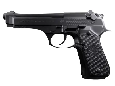 Beretta92fs two pistols side Low-poly 3D model