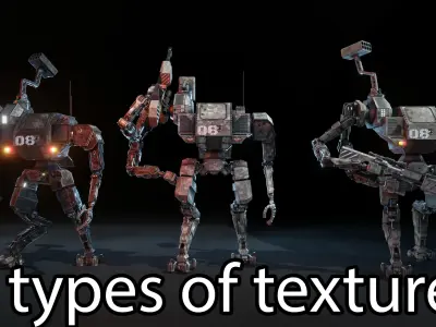 Military mech Low-poly 3D model