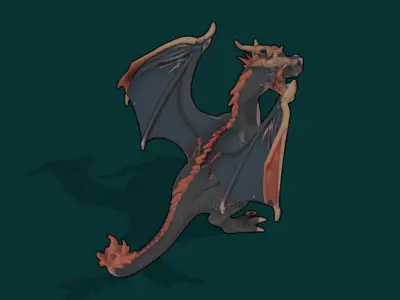 Cartoon evil dragon Low-poly 3D model