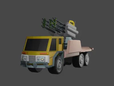 Truck with canon  3D model