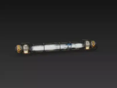 Sci-Fi Industrial Neon Tube Light- Broken Spark Version - PBR Low-poly 3D model