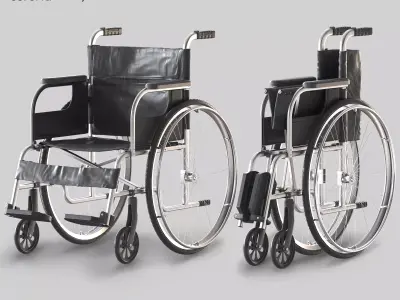 hospital wheelchair open and folded 3D model