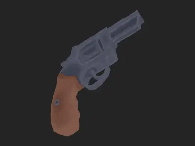 Painterly Short Revolver Low-poly 3D model