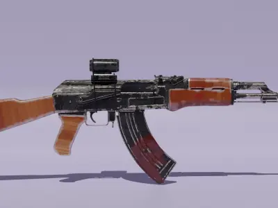 old AK47 WITH SCOPE Free 3D model