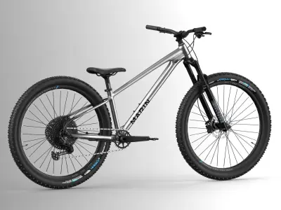 MTB hardtail metallic silver gloss black Low-poly 3D model