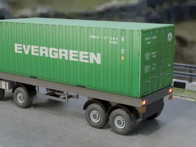 Lowpoly Truck Animated Low-poly 3D model