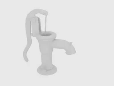  Old Green Hand Water Pump  Low-poly 3D model