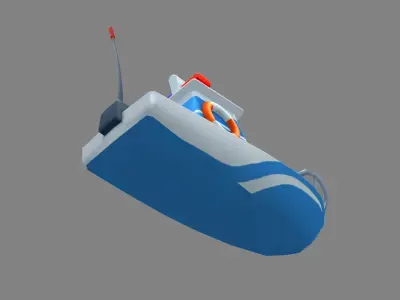 Cartoon coast guard ship Low-poly 3D model