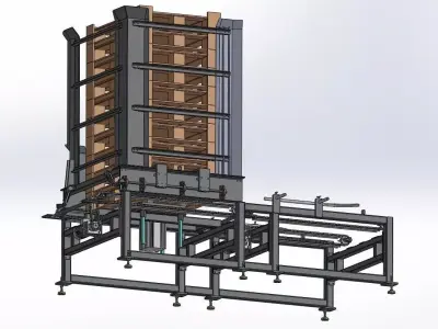 Wood Pallet Dispenser Machine - Pallet Loading-Unloading Machine 3D model