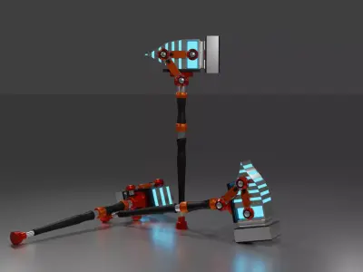 Sci fi Hammer Free low-poly 3D model