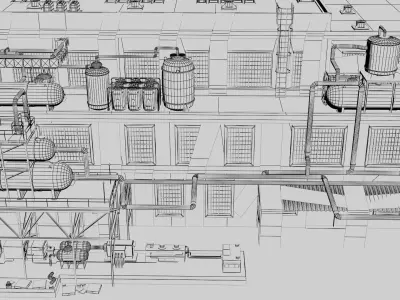 3D Refinery Low-poly 3D model