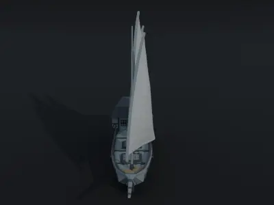 Cartoon medieval fantasy ship 2 Polygonal Style Low-poly 3D model