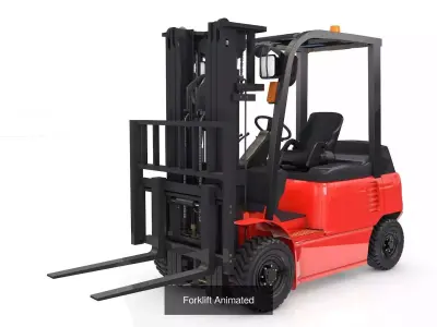 12 Rigged Forklifts Group 3D Model Pack