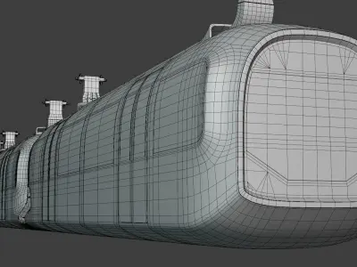 Elevated train and city bus 3D Model Pack