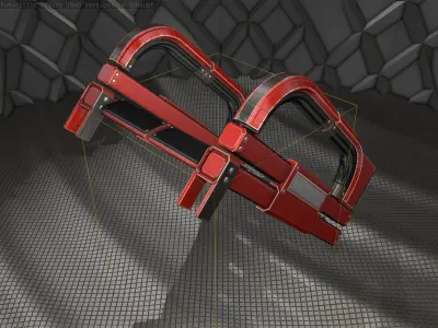 Sci-Fi Stairs - 2 - Red Version Low-poly 3D model