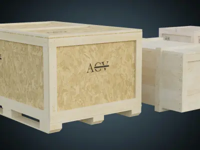 Wooden Crates 1A Low-poly 3D model