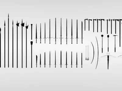 Big medieval weapon collection Low-poly 3D model