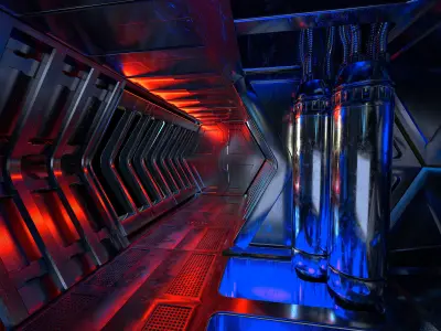 Sci Fi Corridor Tunnel Spaceship Interior 3D Model 3D model