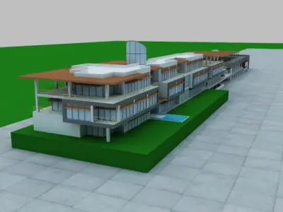 CAteen attached with  office Free 3D model