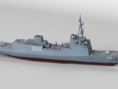 FFGX Frigate with Helicopter 3D model