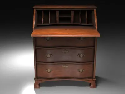 Wood Secretary Desk 3D model