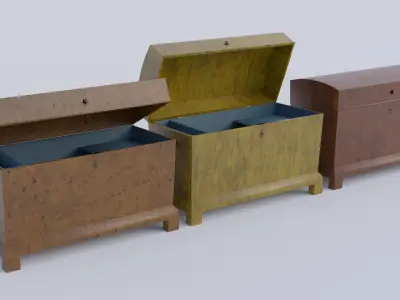 19th Century Chest Biedermeier Style for Blender Low-poly 3D model