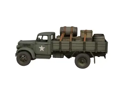 1940s Military Transporter Truck Vintage Cargo Vehicle 3D model
