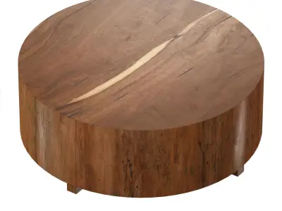 illon Natural Yukas Round Wood Coffee Table Crate and Barrel 3D model