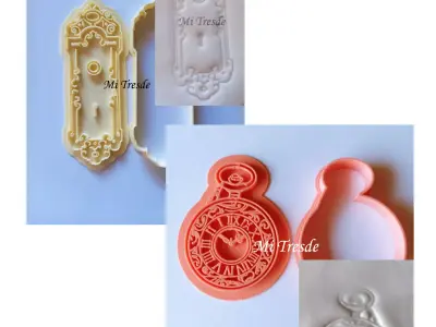 antique lock and clock set cutter and marker 3D model