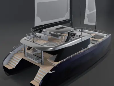 GENNY Luxury catamaran charter 3D model 80 Yacht Rendering PBR 3D model