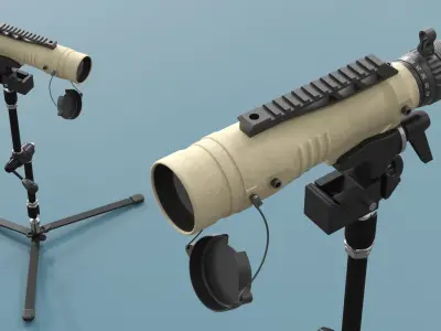 Tactical Spotting Scope on Tripod 3D model