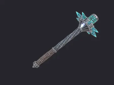 Fantasy Stylish Weapon- Mace of CrystalSpike Low-poly 3D model