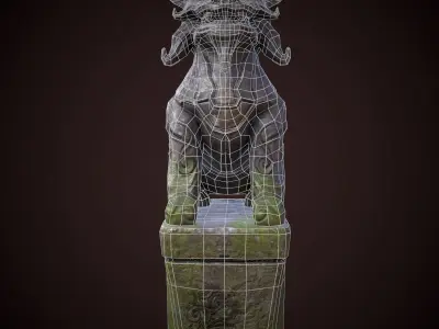 Tiger statue Low-poly 3D model