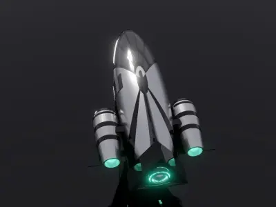 Futuristic Chrome sci-fi Spaceship Low-poly 3D model