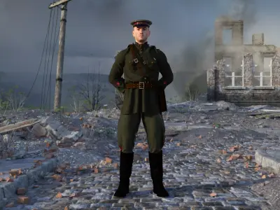 Red Army Officer Soviet ww2 Low-poly 3D model