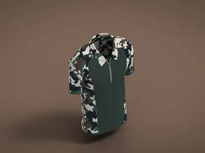 Military Outfit - T-shirt Low-poly 3D model 10