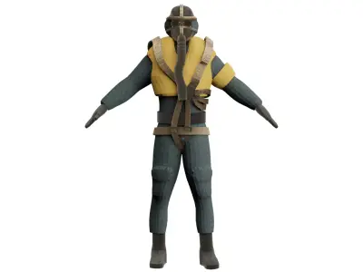 German Luftwaffe Pilot for ME262 Rigged Blend file Free 3D model