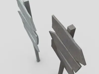 Wooden SIgn 3 Low-poly 3D model