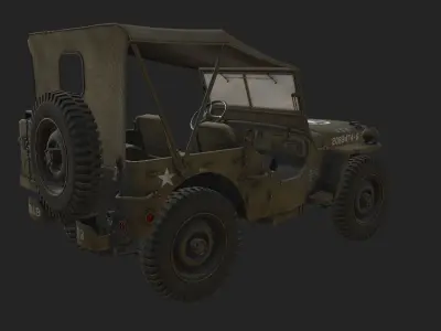 WW2 Jeep Low-poly 3D model