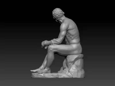 Boxer at Rest - High-Poly Digital Sculpture 3D print model